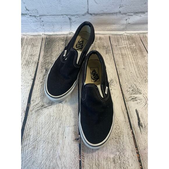 VANS Unisex Adult Classic Black Slip On Sneakers / Size: M 6.5 W 8 - Picture 1 of 9